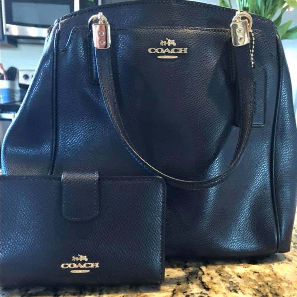 Navy Blue Coach Purse and Wallet